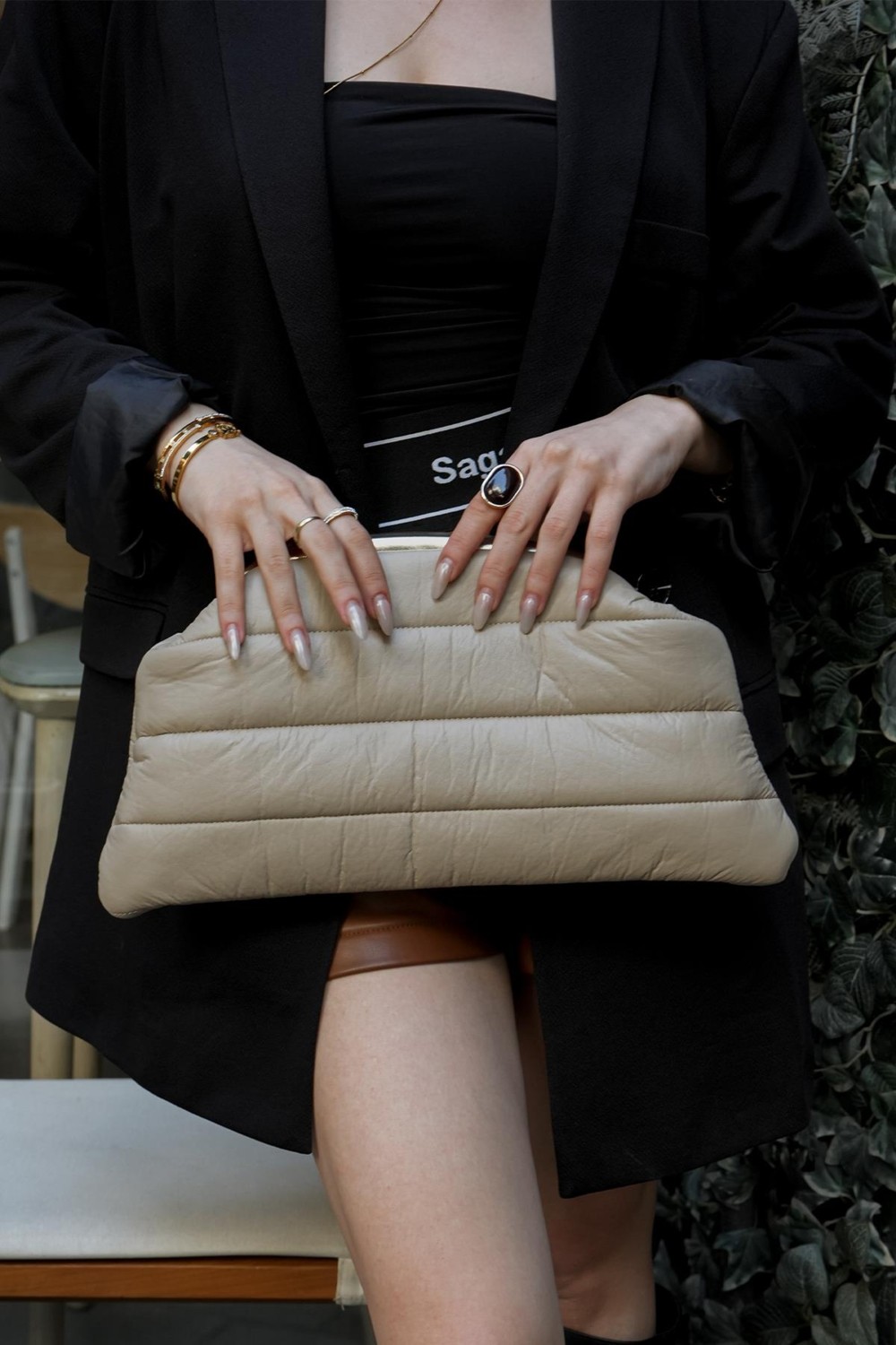 Berlesi Vizon Kadın Şişme Puf Clutch Çanta