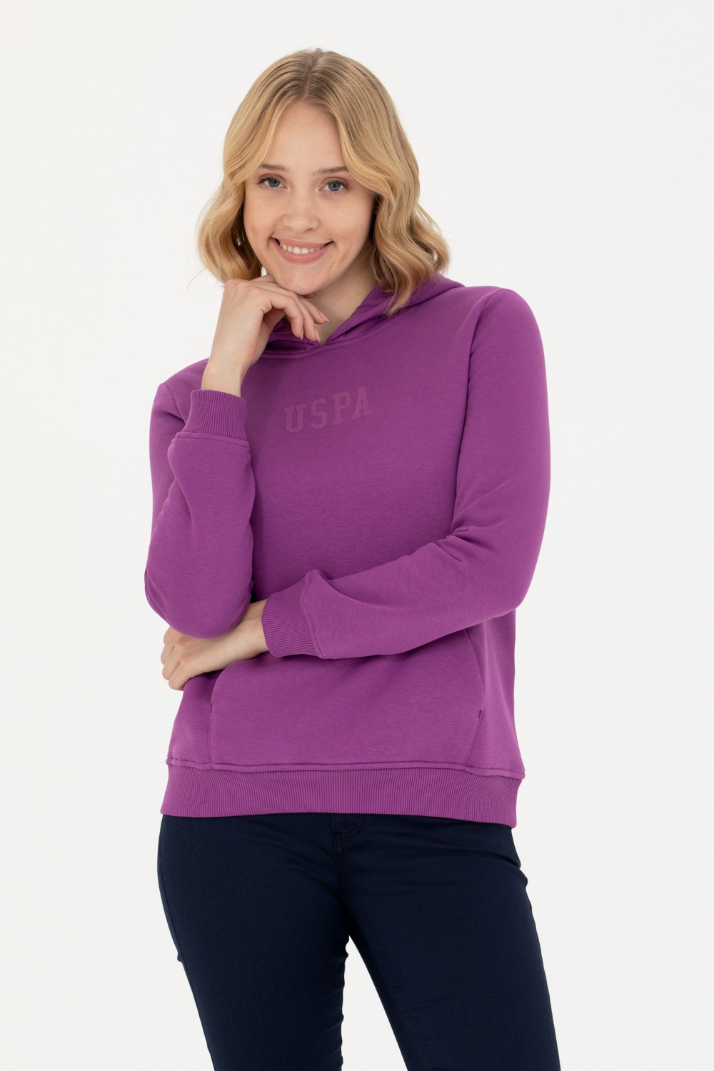 U.S. Polo Assn. Kadın Violet Kapüşonlu Basic Sweatshirt 50271557-VR203