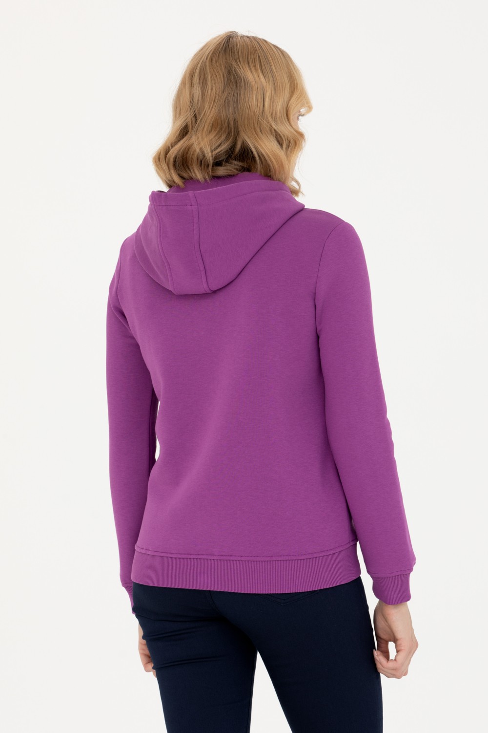 U.S. Polo Assn. Kadın Violet Kapüşonlu Basic Sweatshirt 50271557-VR203 görsel 5