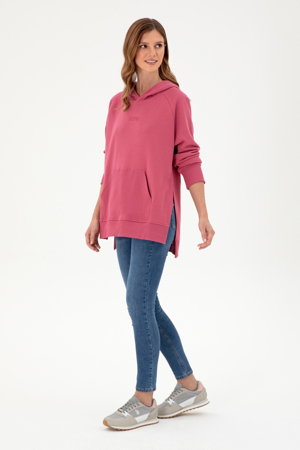 U.S. Polo Assn. Kadın Taş Kapüşonlu Sweatshirt 50296944-VR049 görsel 4