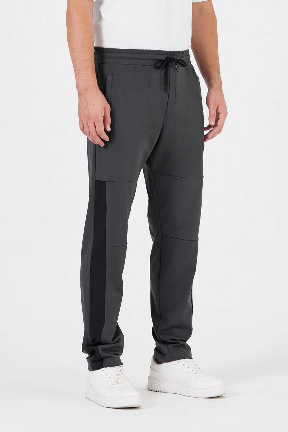 Mmetalic Erkek Siyah-Antrasit Standart Fit Normal Kesim Düz Paça Cep Fermuarlı Rahat Jogger 2'li Eşofman Altı görsel 3