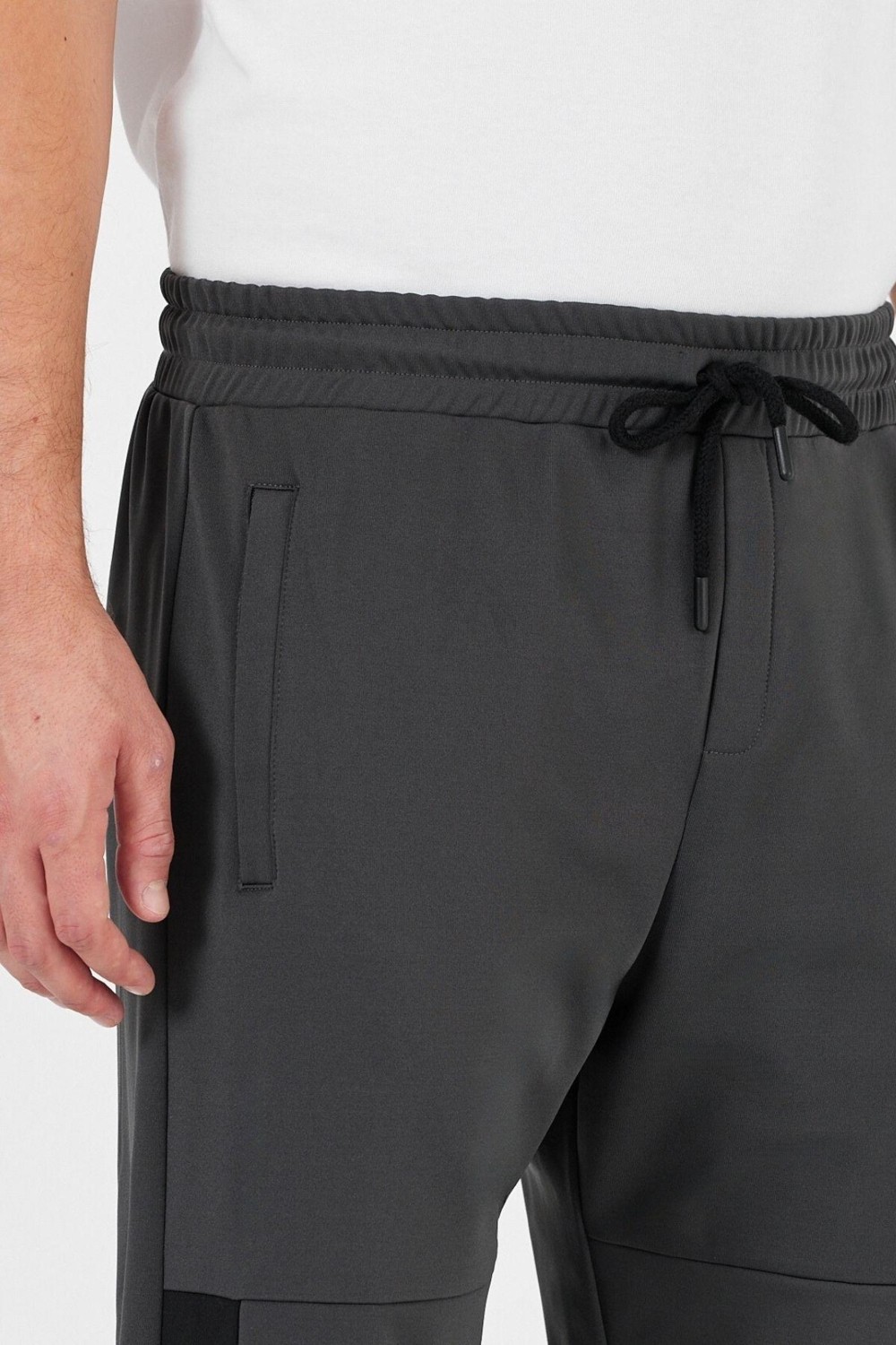 Mmetalic Erkek Siyah-Antrasit Standart Fit Normal Kesim Düz Paça Cep Fermuarlı Rahat Jogger 2'li Eşofman Altı görsel 5