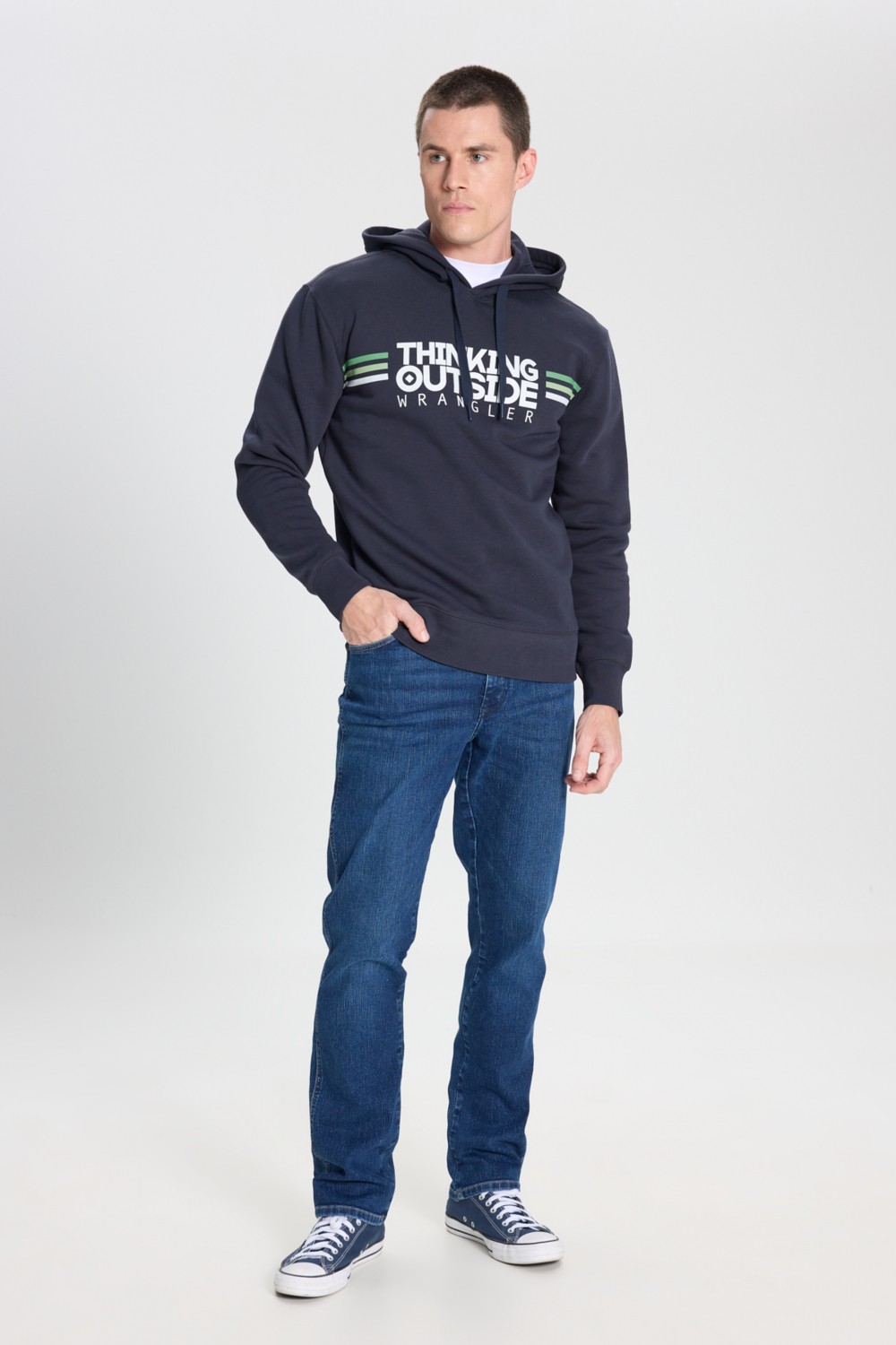 Wrangler Regular Fit Normal Kesim Kapüşonlu İçi Polarlı Haki Sweatshirt görsel 4