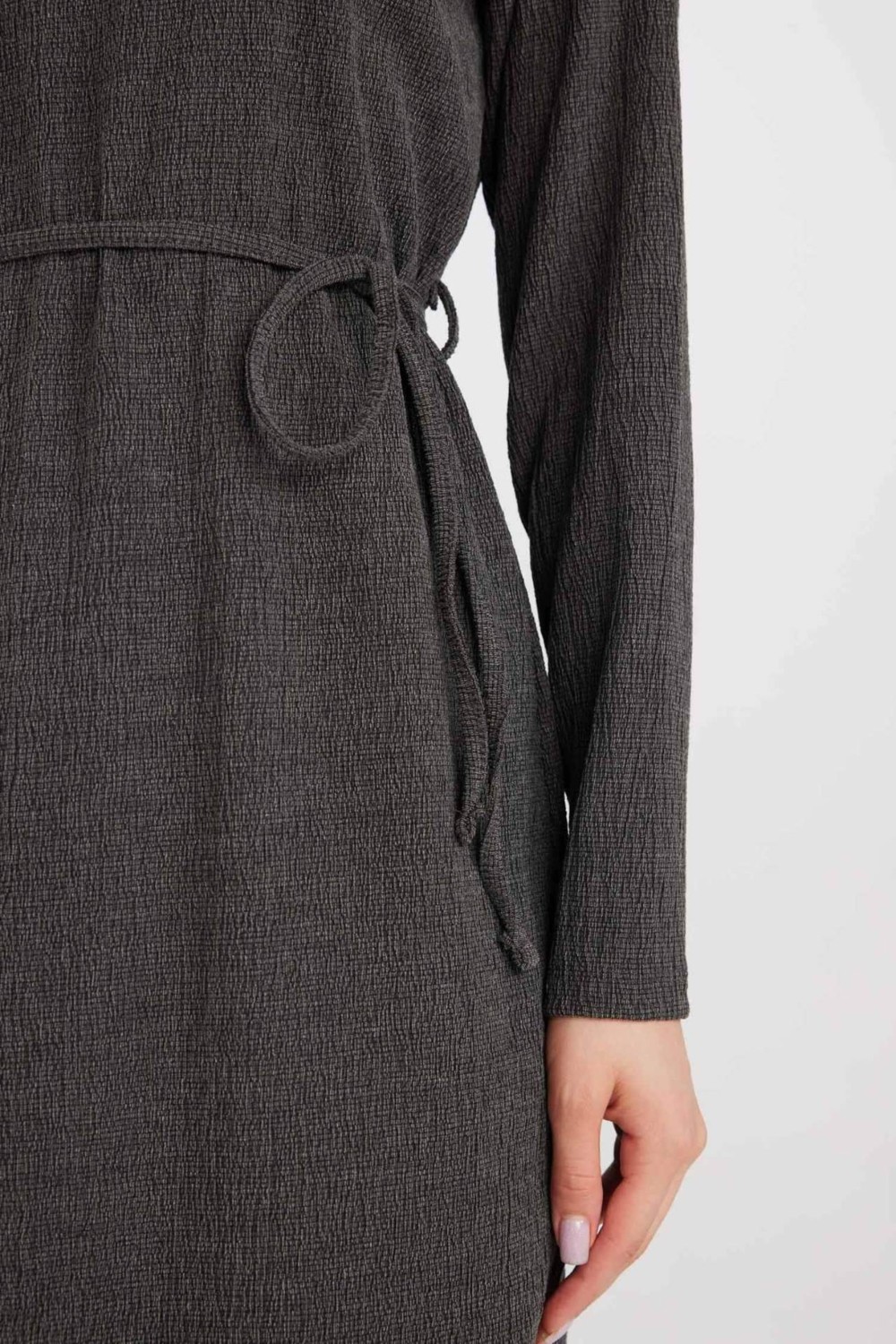 DeFacto Regular Fit Bürümcük Uzun Kollu Midi Elbise D5024AX24AU görsel 3