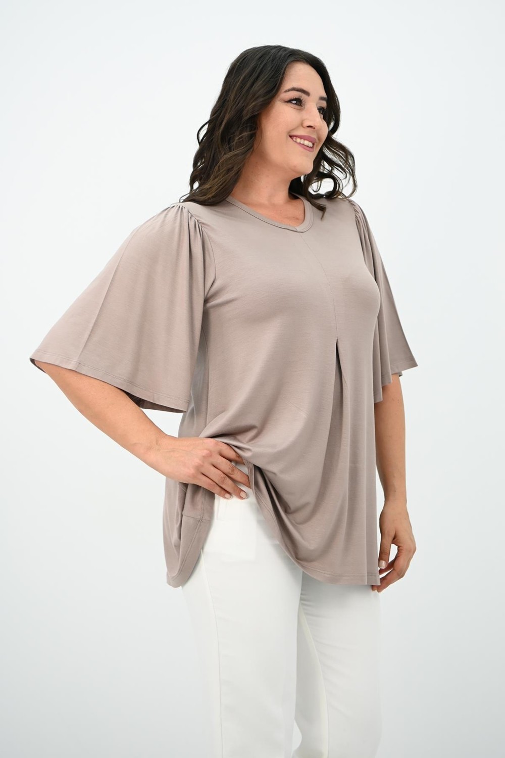 Moda Xlarge Kadın Büyük Beden Pileli V Yaka Bluz 1847-25 görsel 4