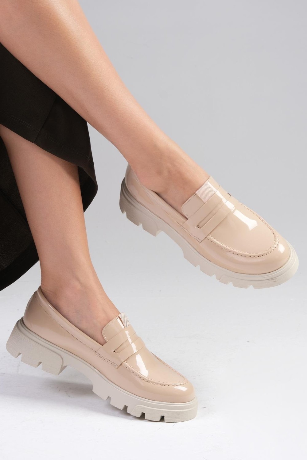 Mio Gusto Casey Ten Rengi Rugan Kalın Tabanlı Kadın Loafer Ayakkabı