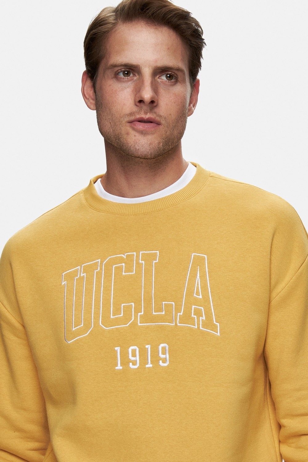 Ucla SANDHILL Yeşil Bisiklet Yaka Pamuklu Nakışlı Loose Fit Erkek Sweatshirt görsel 2