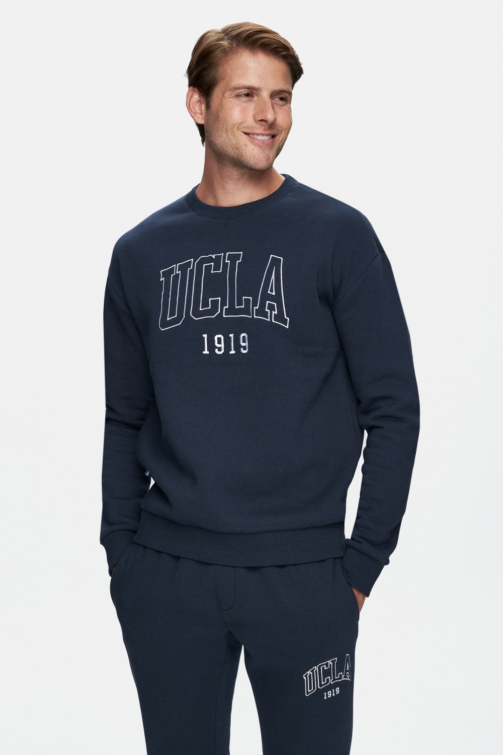 Ucla SANDHILL Yeşil Bisiklet Yaka Pamuklu Nakışlı Loose Fit Erkek Sweatshirt