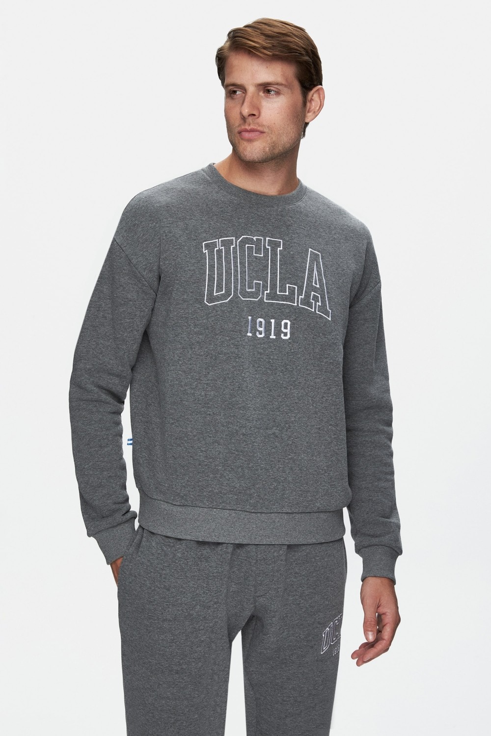 Ucla SANDHILL Yeşil Bisiklet Yaka Pamuklu Nakışlı Loose Fit Erkek Sweatshirt