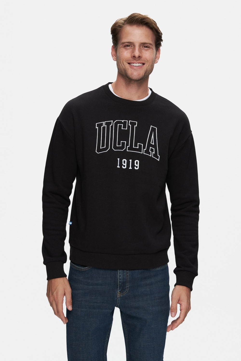 Ucla SANDHILL Yeşil Bisiklet Yaka Pamuklu Nakışlı Loose Fit Erkek Sweatshirt