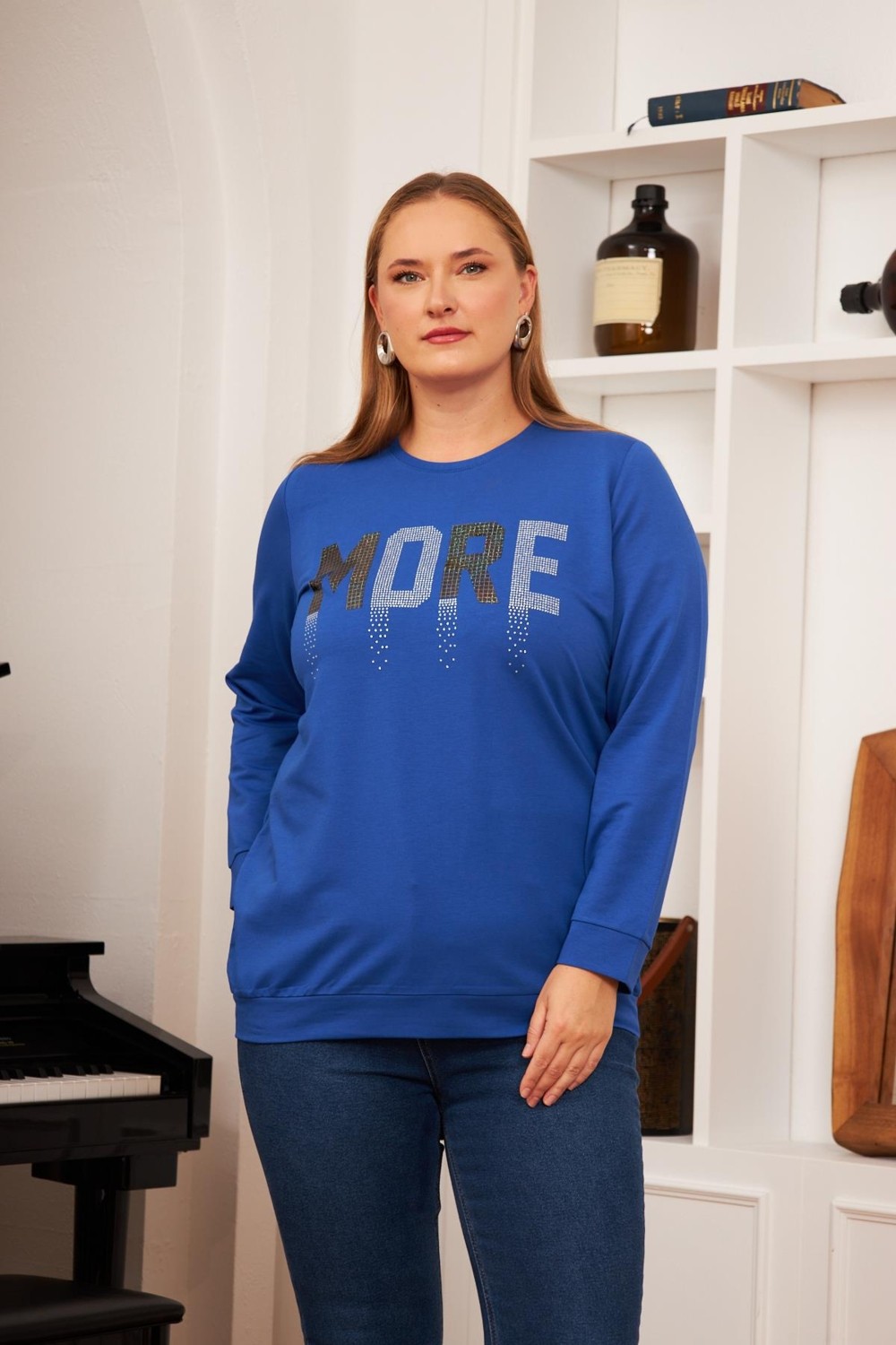 Rmg Büyük Beden Taş Baskılı Sweatshirt Saks.
