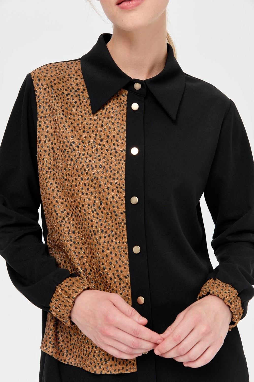 Esswaap Leopar Detaylı Tunik Siyah görsel 5