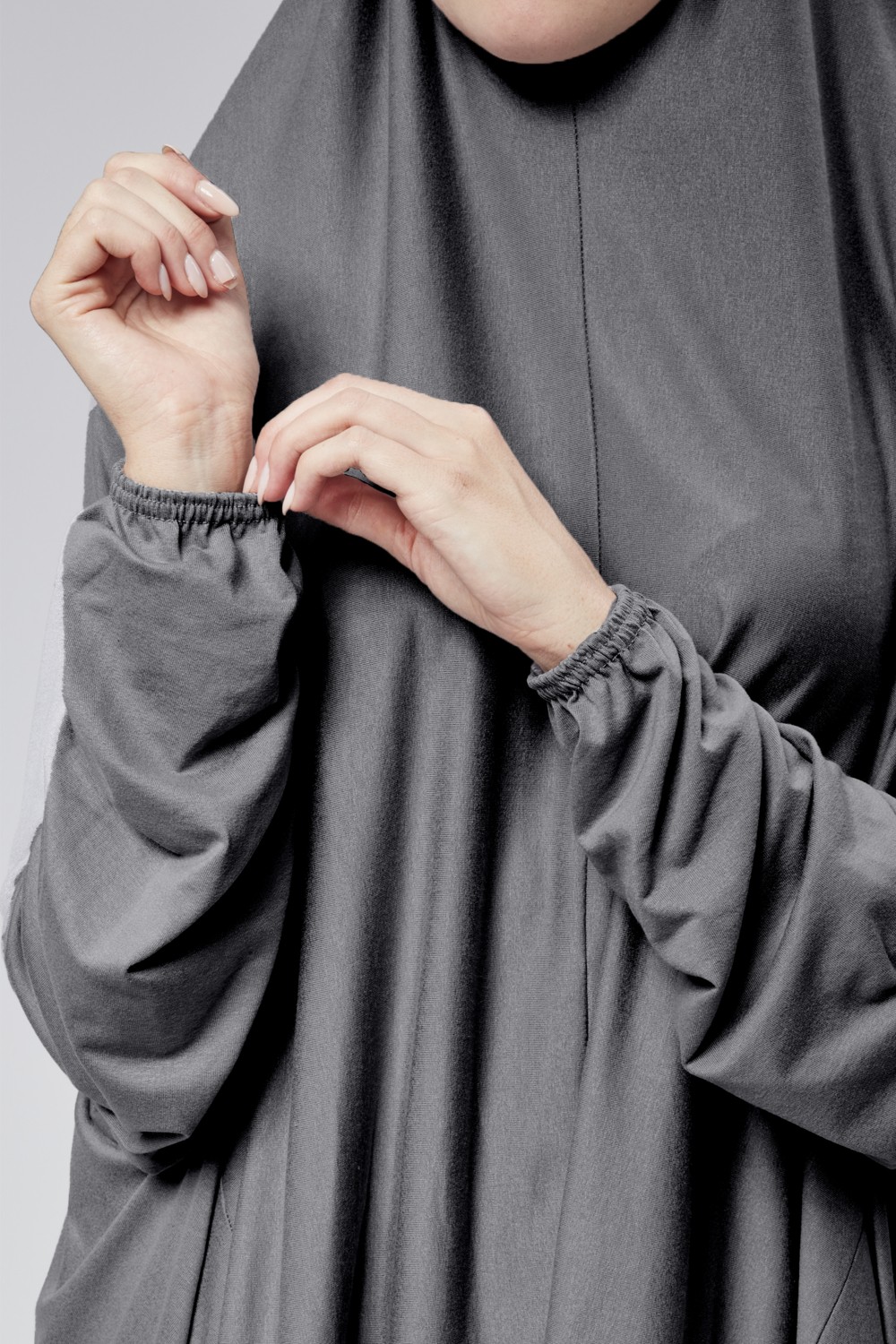 Sonbahar Moda Kadın Iki Parça Namaz Elbisesi Başörtülü Organik Pamuklu Lastikli Kolu Kaymaz Etek Penye Tesettür görsel 6