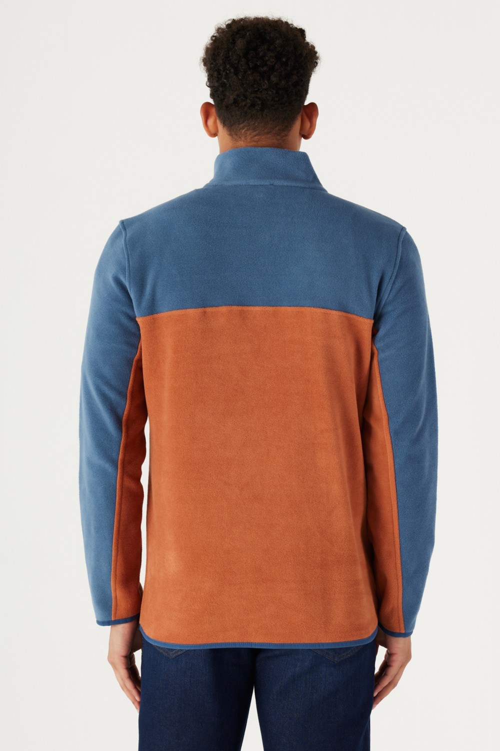 Altınyıldız Classics Erkek Siyah-Açık Melanj Anti-Pilling Tüylenme Yapmayan Standart Fit Dik Yaka Polar Sweatshirt