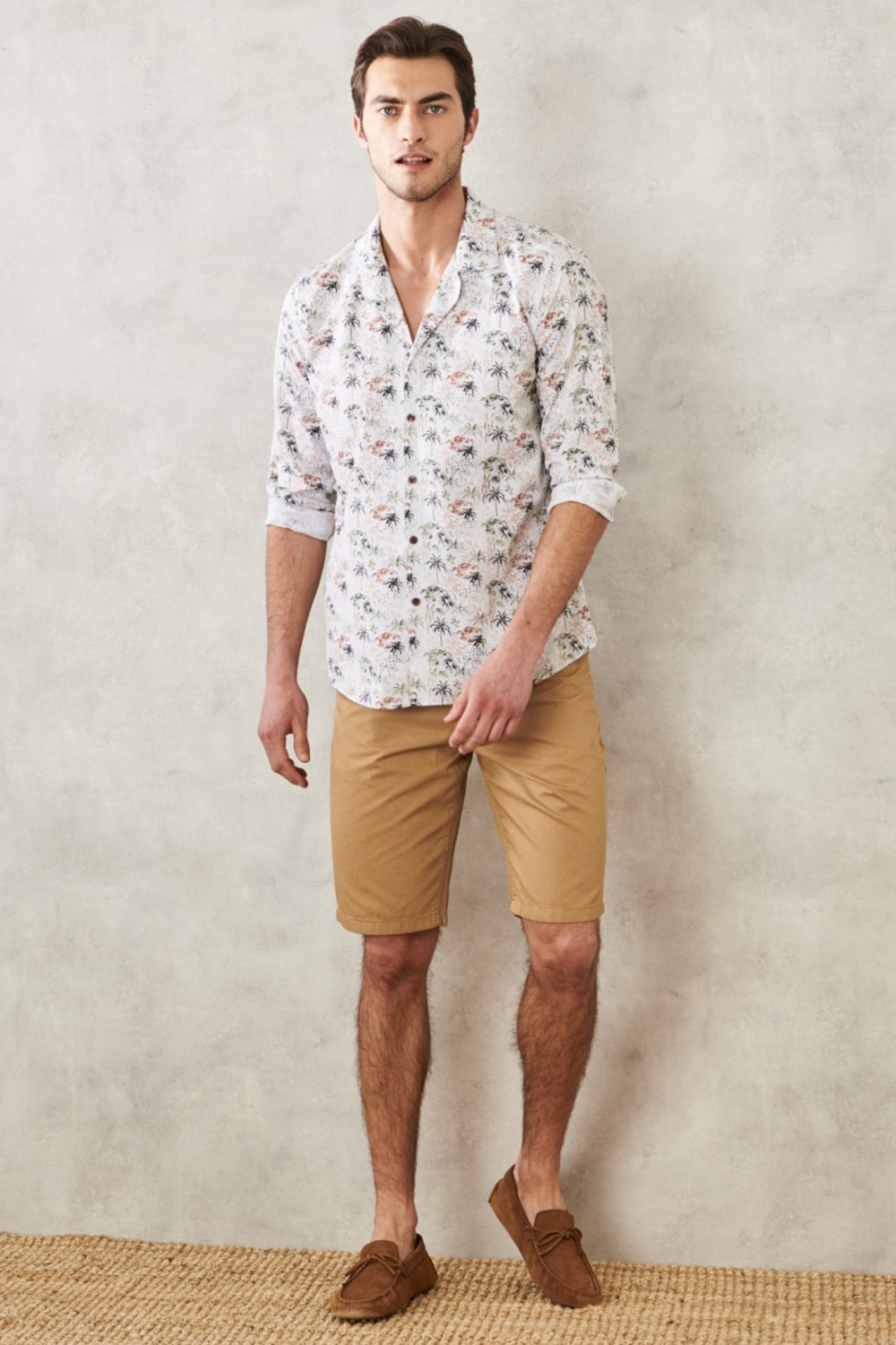 Altınyıldız Classics Erkek Taş Slim Fit Dar Kesim Armürlü %100 Pamuk Casual Chino Şort görsel 7