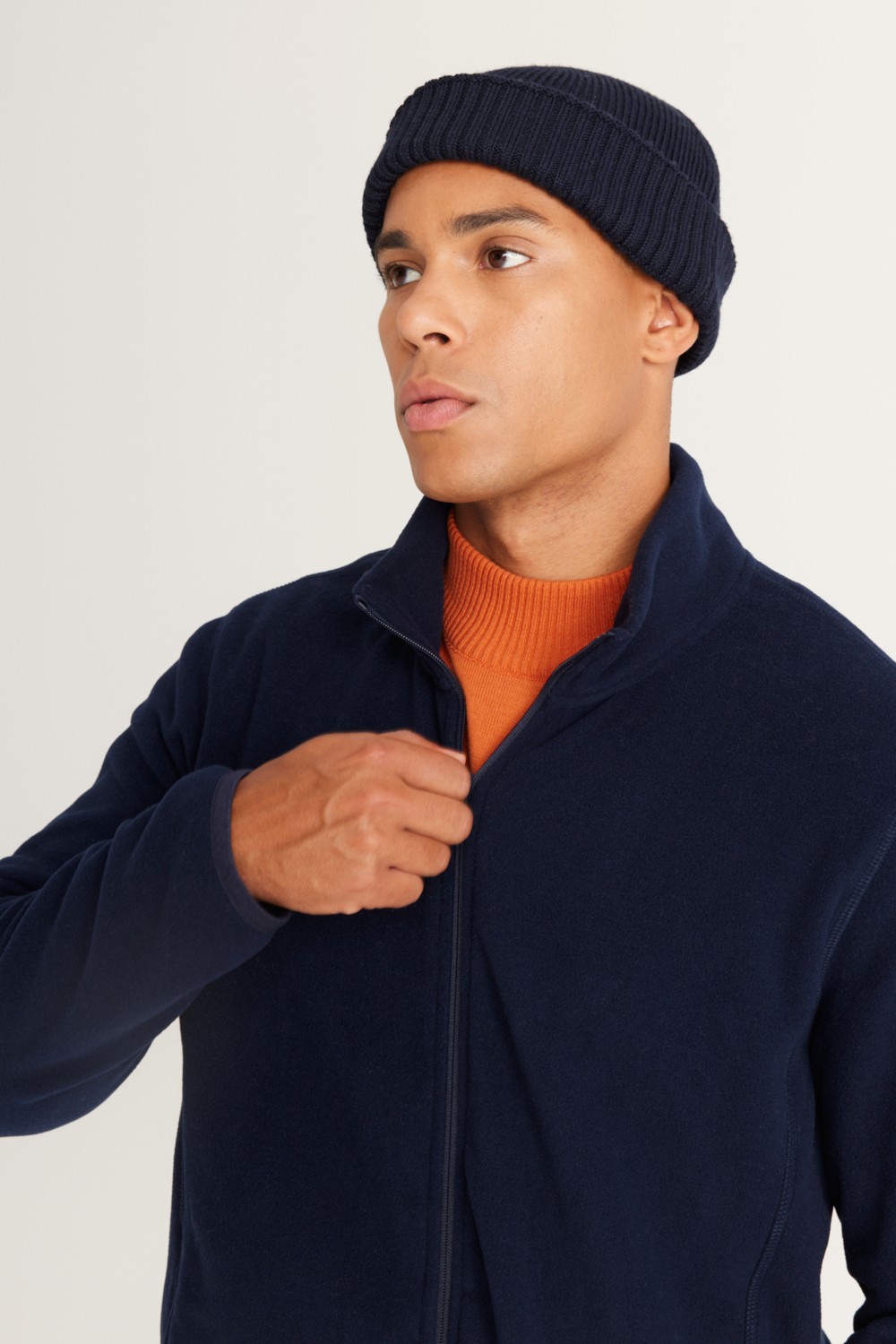 Altınyıldız Classics Erkek Lacivert Anti-pilling Tüylenme Yapmayan Standart Fit Dik Bato Yaka Sweatshirt Polar Ceket