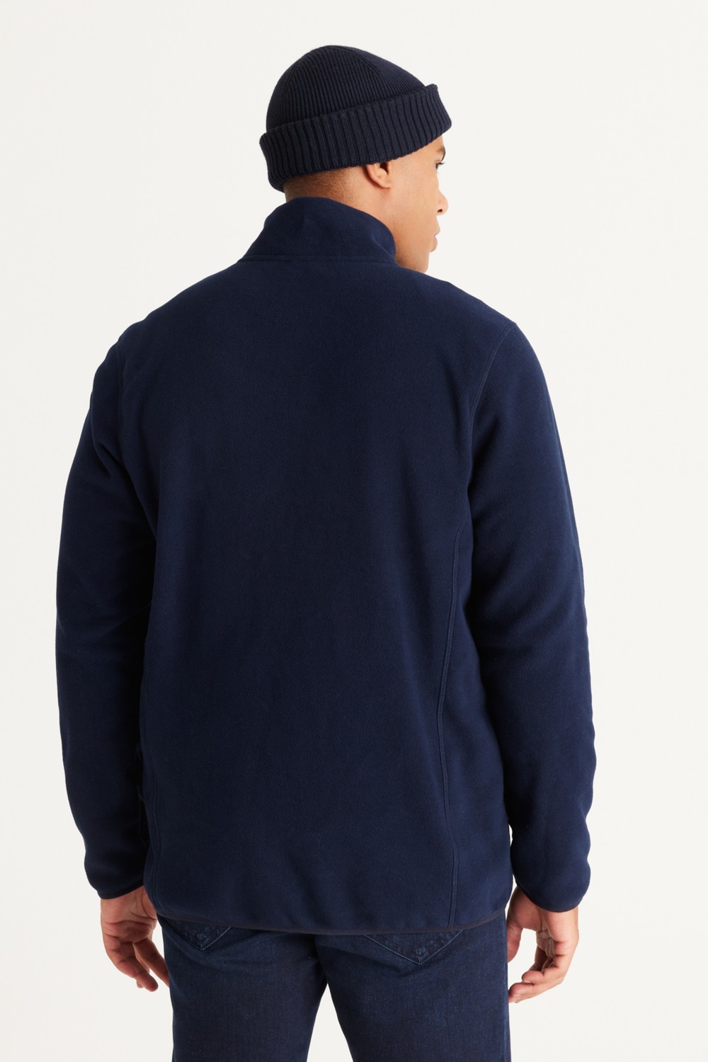 Altınyıldız Classics Erkek Lacivert Anti-pilling Tüylenme Yapmayan Standart Fit Dik Bato Yaka Sweatshirt Polar Ceket görsel 3