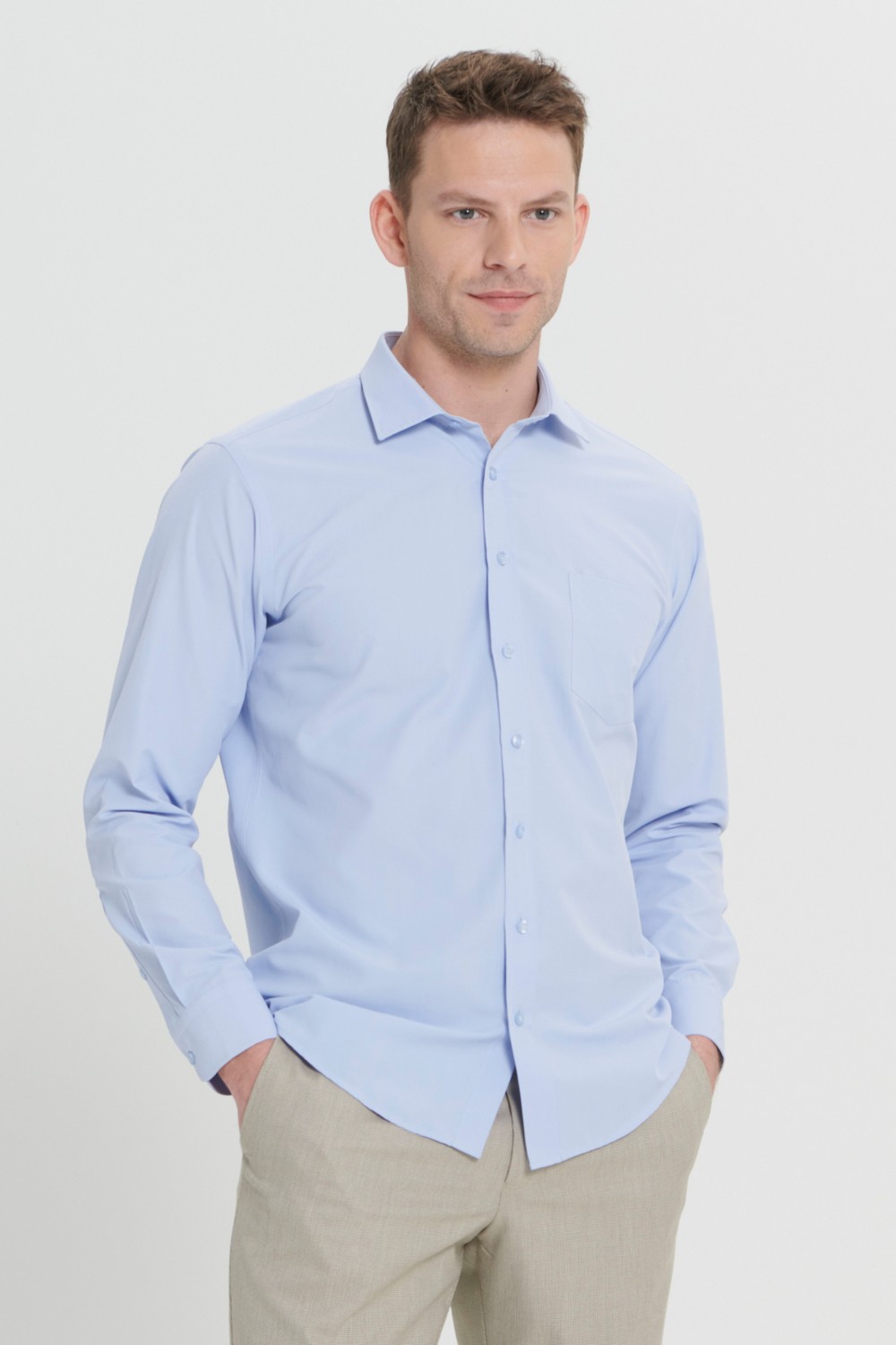 Altınyıldız Classics Erkek Beyaz Ütülemesi Kolay Non-Iron Comfort Fit Rahat Kesim Klasik Yaka Gömlek görsel 3
