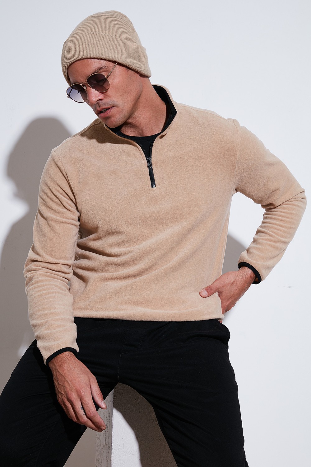 Buratti Slim Fit Yarım Fermuarlı Dik Yaka Soğuk Geçirmez Polar Erkek POLAR 5906003