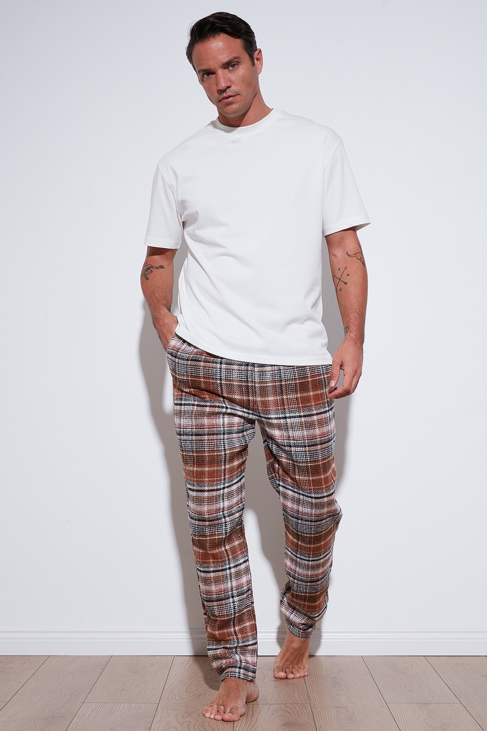 Buratti Pamuklu Regular Fit Ekoseli Elastik Bel Pijama Altı Erkek Pijama Altı 611PT00154