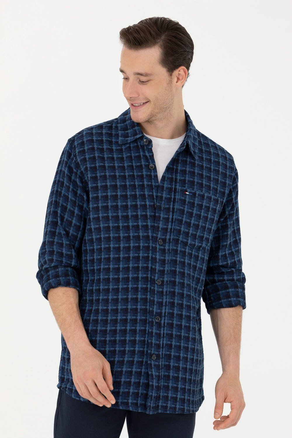 U.S. Polo Assn. Erkek Mavi Jean Gömlek 50272608-DN0022 görsel 3
