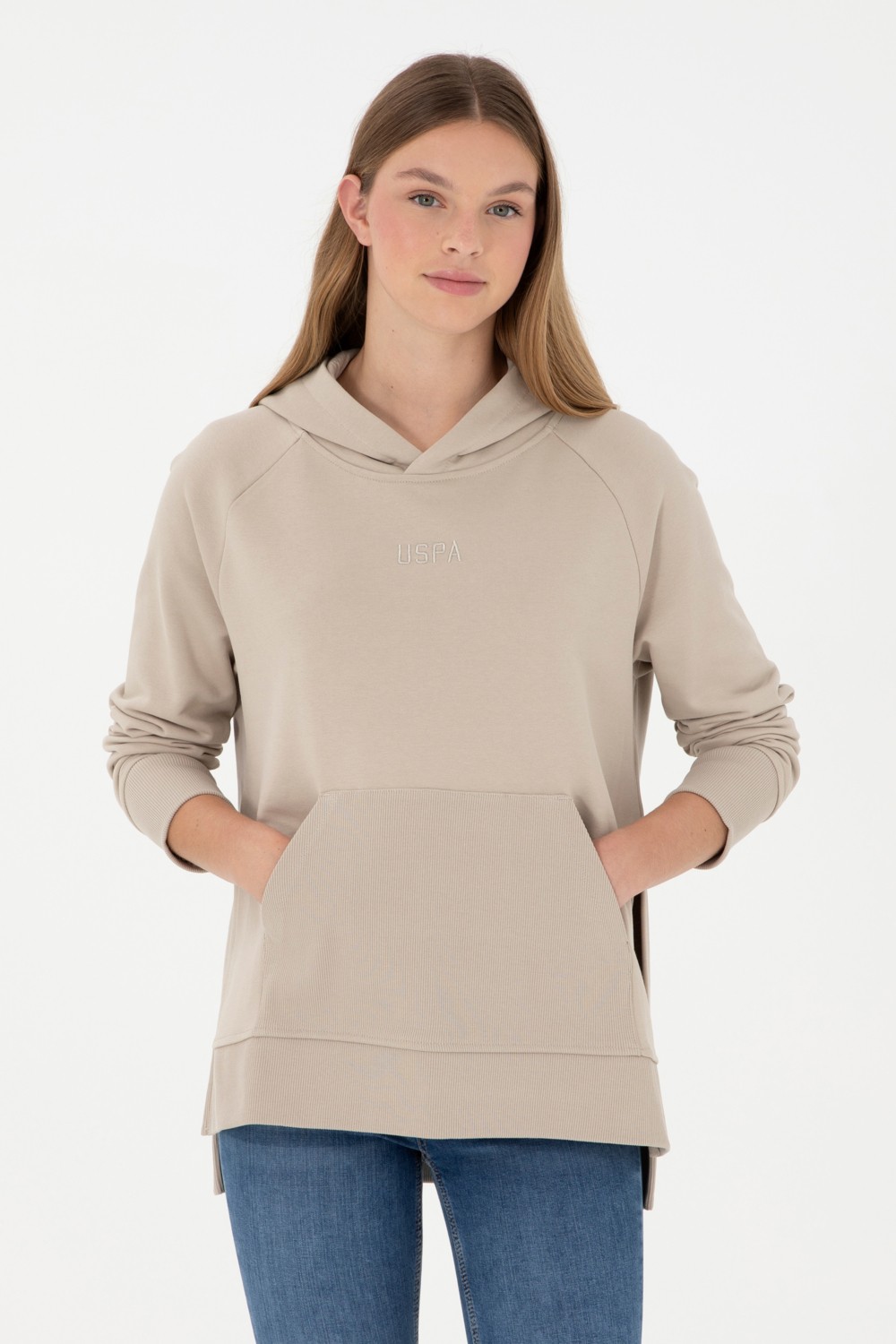 U.S. Polo Assn. Kadın Taş Kapüşonlu Sweatshirt 50296944-VR049