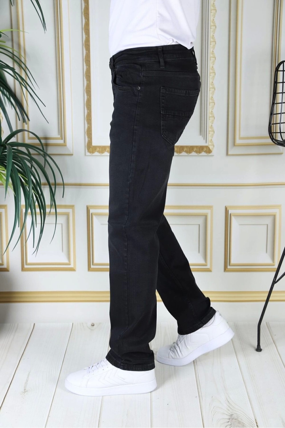 PHANTOM JEANS Erkek Siyah Renk Regular Fit Rahat Kesim Esnek Likralı Denim Jeans Şık Kot Pantolon görsel 3