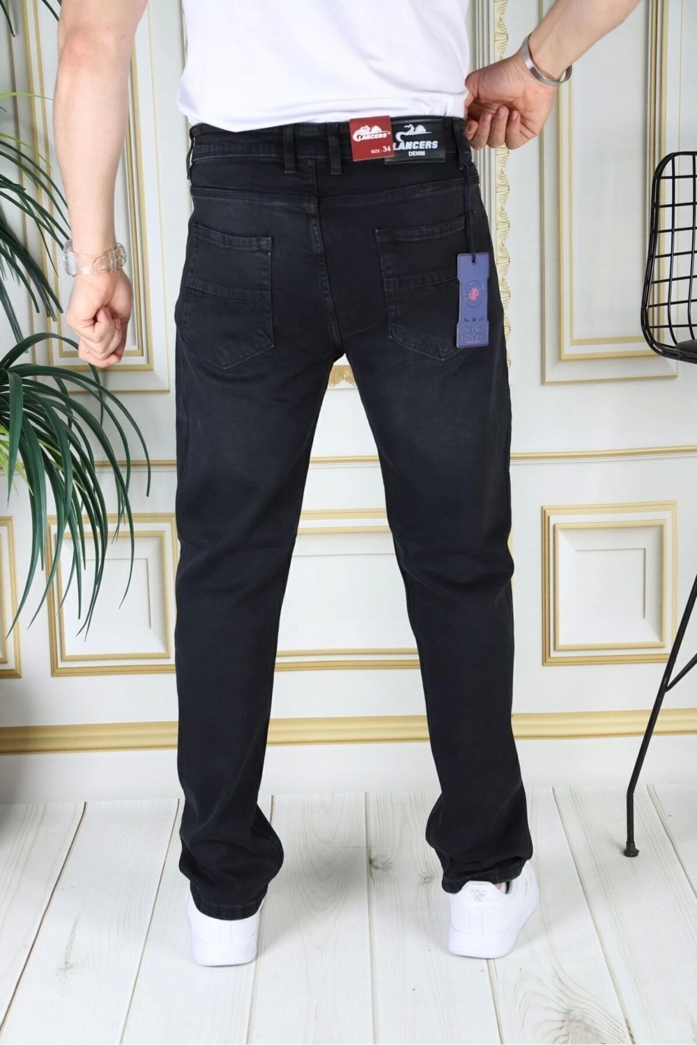PHANTOM JEANS Erkek Siyah Renk Regular Fit Rahat Kesim Esnek Likralı Denim Jeans Şık Kot Pantolon görsel 4