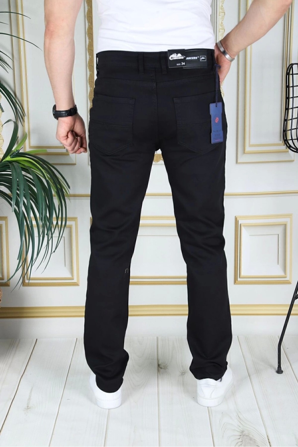 PHANTOM JEANS Erkek Siyah Üstten Cepli Armürlü Regular Fit Rahat Kesim Esnek Chino Keten/kanvas Koton Pantolon görsel 4