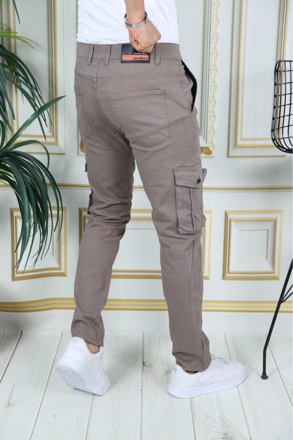 PHANTOM JEANS Erkek Füme Likralı Kargo Pantolon Esnek Gabardin/kanvas Körüklü Cep Komando Kargo Cep Şık Pantolon görsel 4