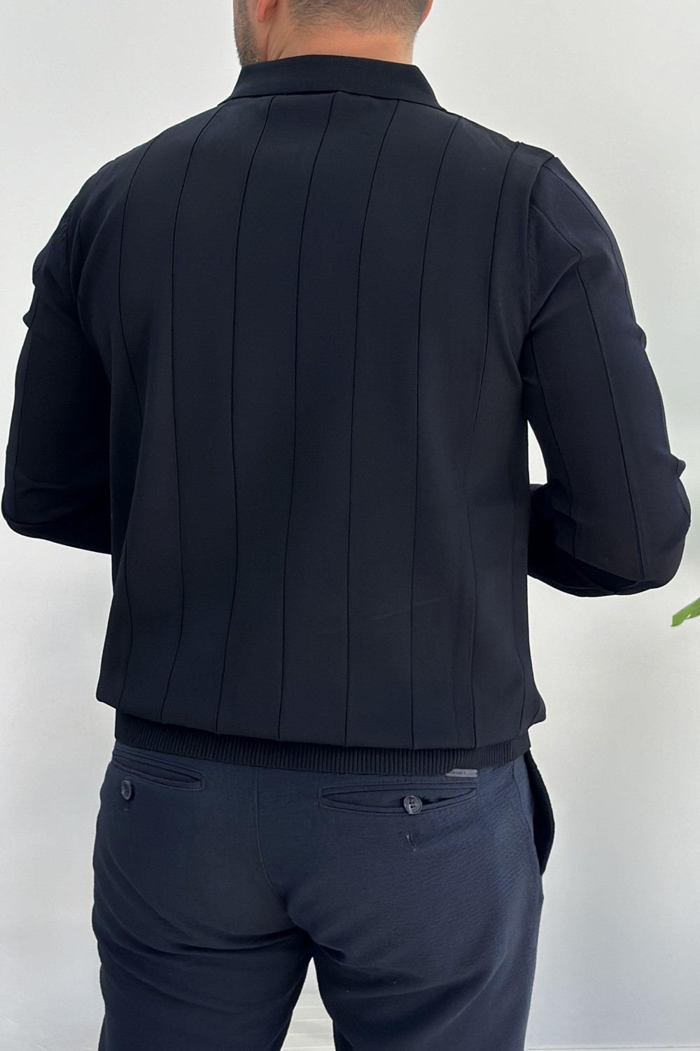 Edwox EDW195 Lacivert Erkek Yarım Fermuarlı Polo Yaka Mevsimlik Kazak Klasik Stil Uzun Kol görsel 8