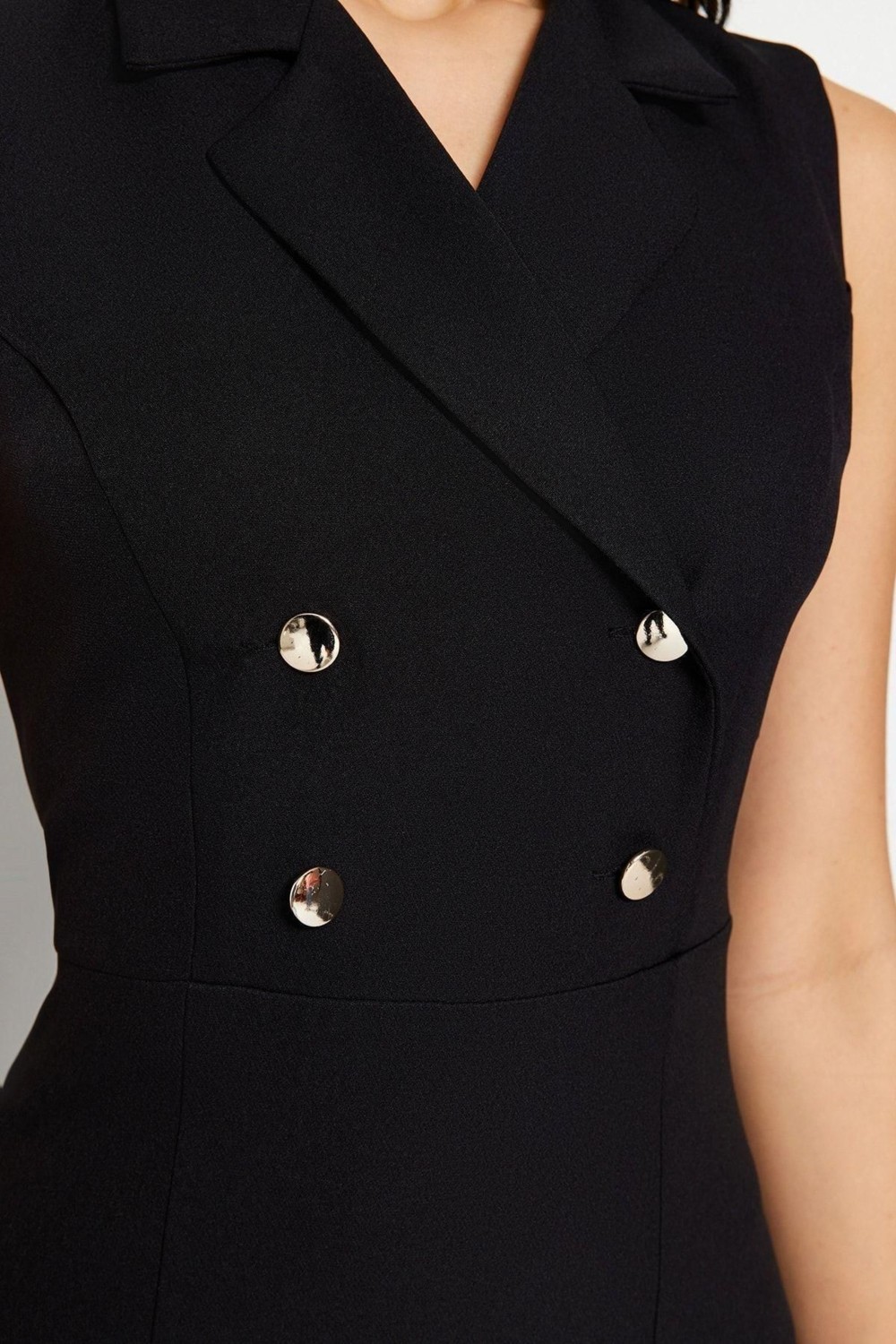 Ersefa Moda Regular Gündüz Gece Finike Dokuma Ceket Yaka Kolsuz Kol Bodycone Midi Boy Elbise görsel 5