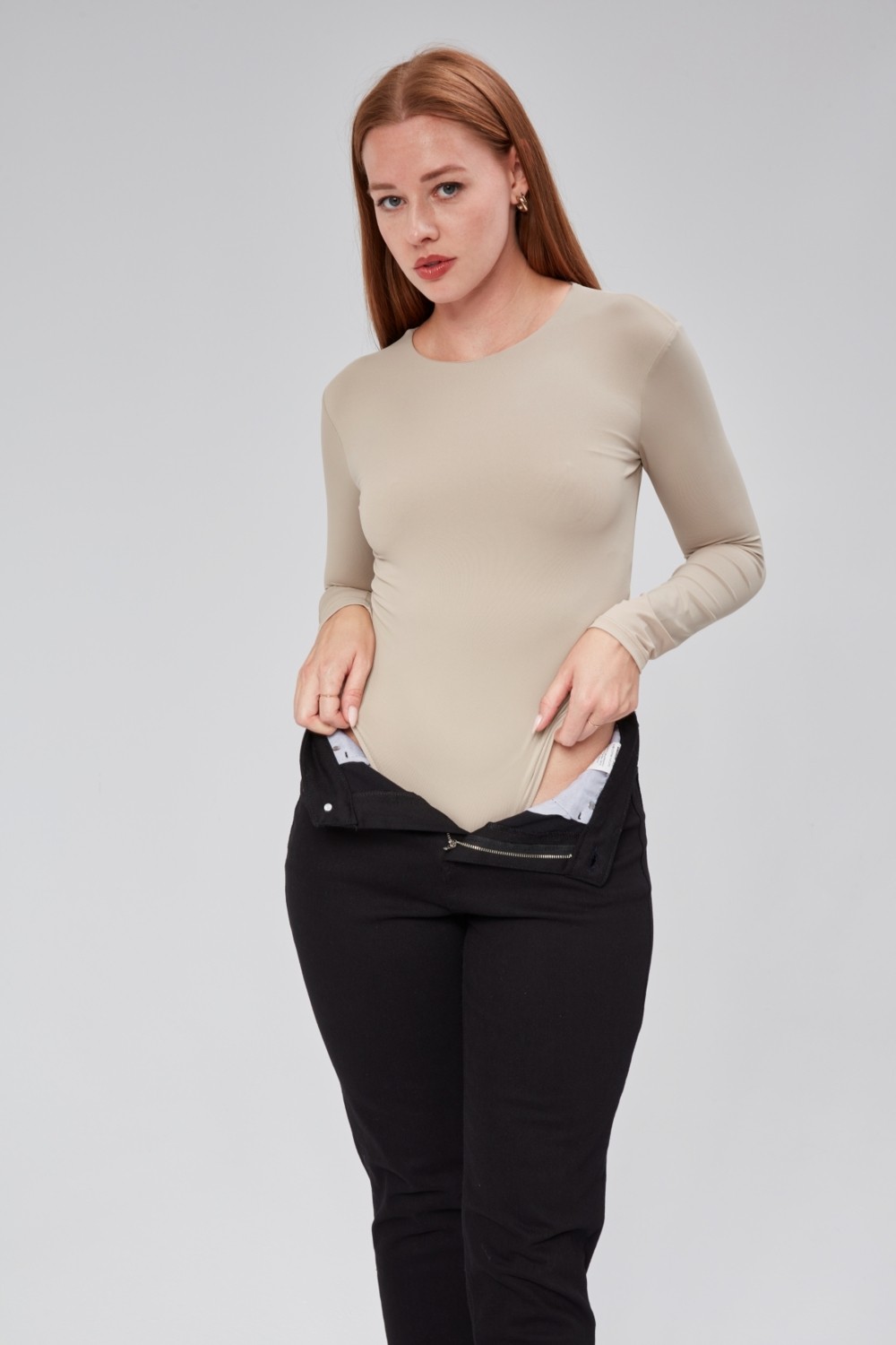 Stilowe Bej Uzun Kollu Çıtçıtlı Body
