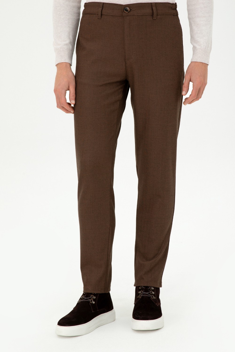 U.S. Polo Assn. Erkek Kahverengi Kanvas Carrot Fit Pantolon 50297861-VR153 görsel 2