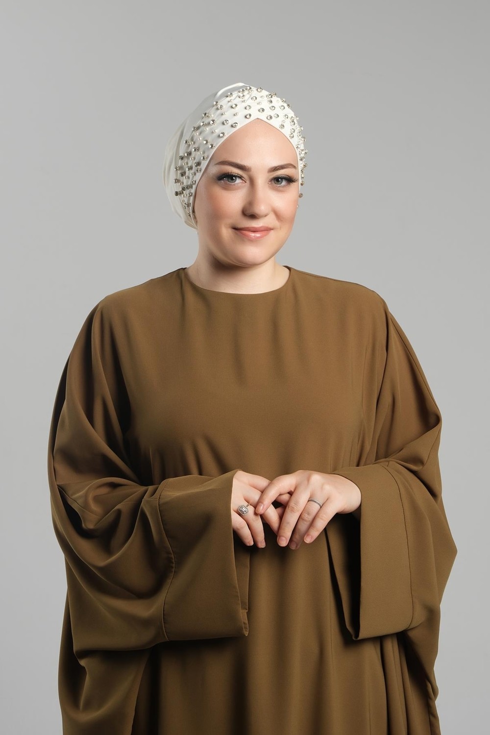 Hürrem Bone Beyaz Pratik Hazır Geçmeli Tesettür Bone Sandy Kumaş Taşlı 1456_42