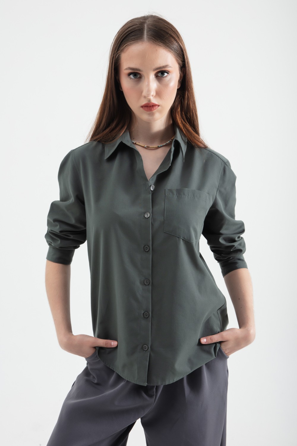 Arzu Özel Moda Atölyesi Ov Ersize Terry Koton Gömlek görsel 6
