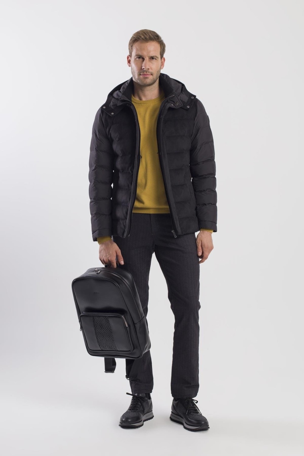 Jakamen Siyah Comfort Fit Kapüşonlu Şişme Mont görsel 2