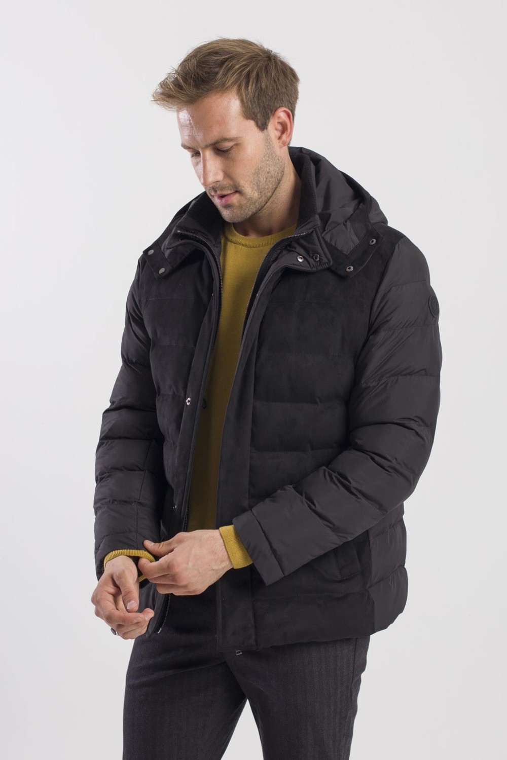 Jakamen Siyah Comfort Fit Kapüşonlu Şişme Mont görsel 3