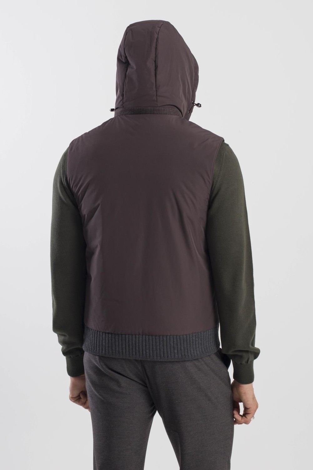 Jakamen Kahve Comfort Fit Desenli Çıkarılabilir Kapüşonlu Yelek görsel 8