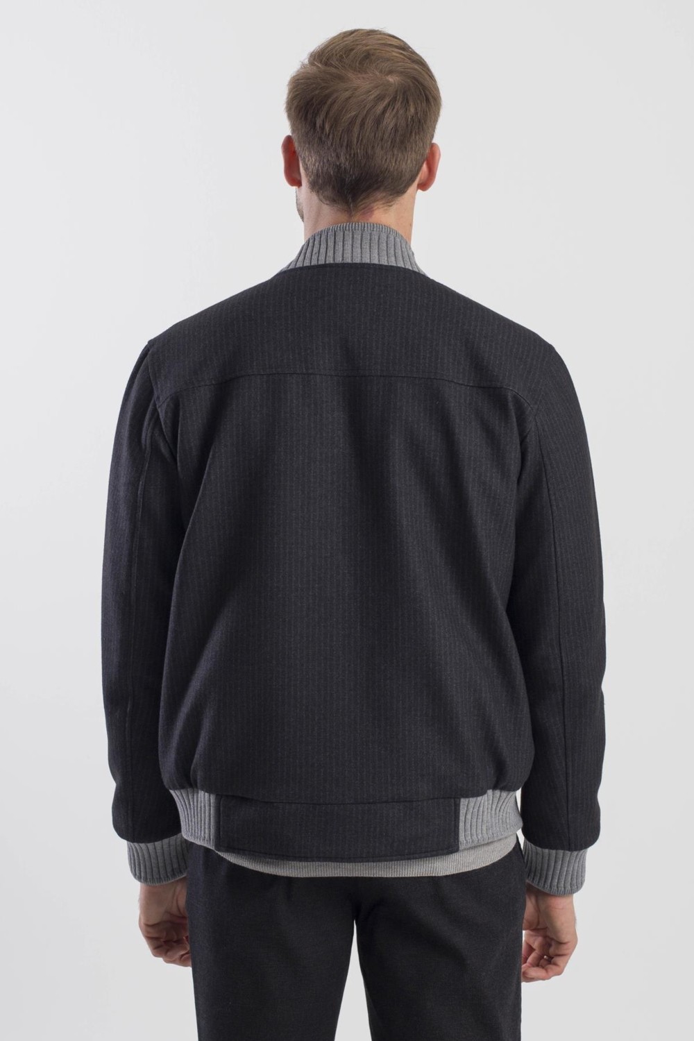 Jakamen Kahve Comfort Fit Kolej Yaka Çizgili Mont görsel 4