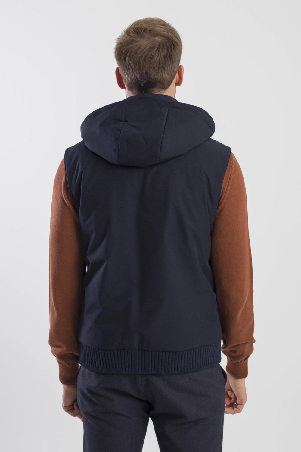 Jakamen Kahve Comfort Fit Desenli Çıkarılabilir Kapüşonlu Yelek görsel 4