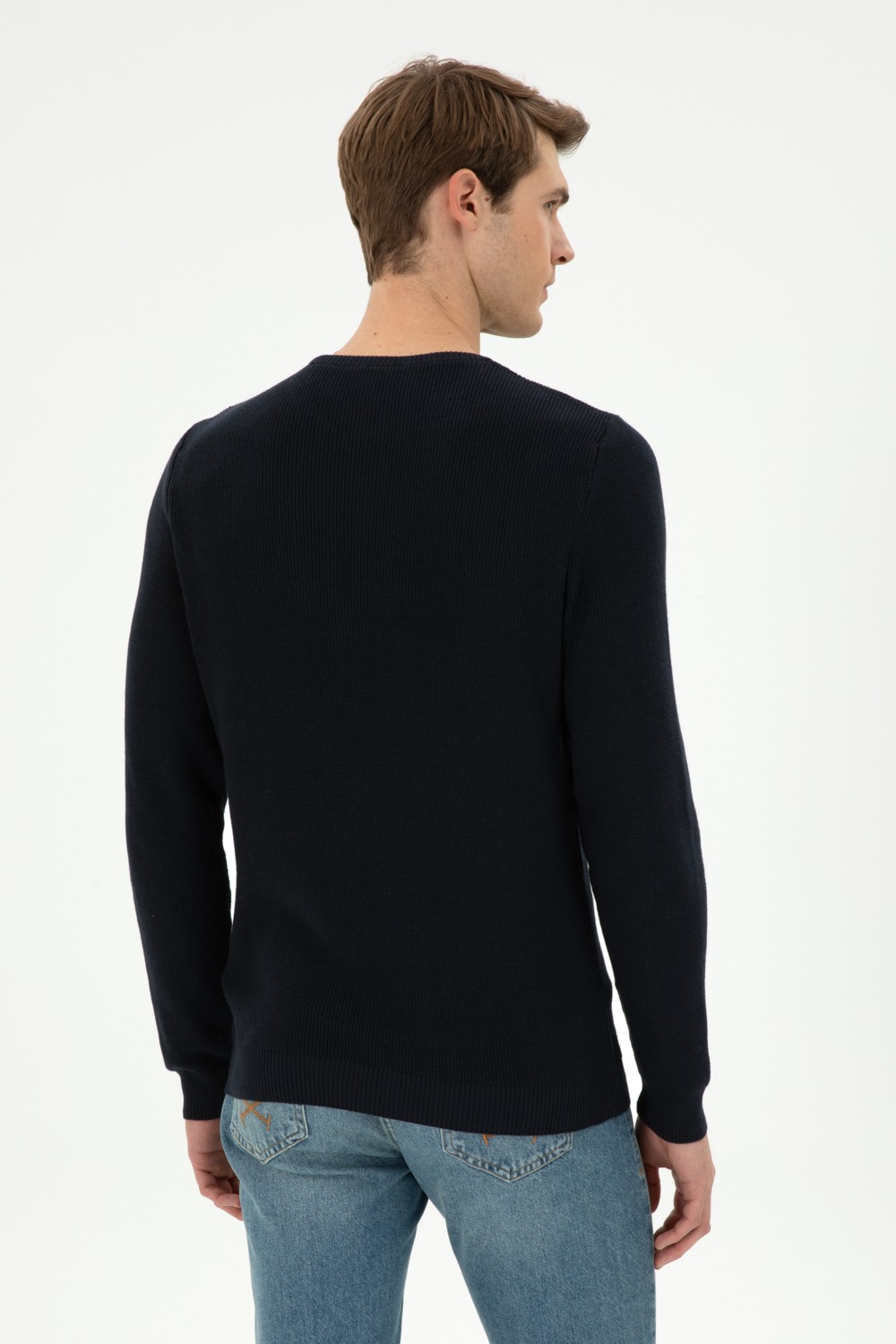U.S. Polo Assn. Erkek Slim Fit Bisiklet Yaka Siyah Basic Kazak 50298282-VR046 görsel 5