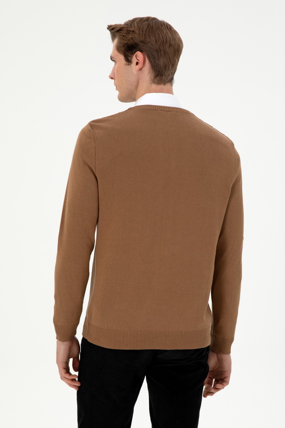 U.S. Polo Assn. Erkek Slim Fit V Yaka Antrasit Melanj Kazak 50297063-VR081 görsel 5
