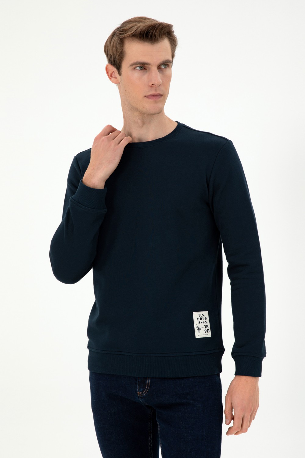 U.S. Polo Assn. Erkek Regular Fit Bisiklet Yaka Siyah Sweatshirt 50293471-VR046 görsel 3