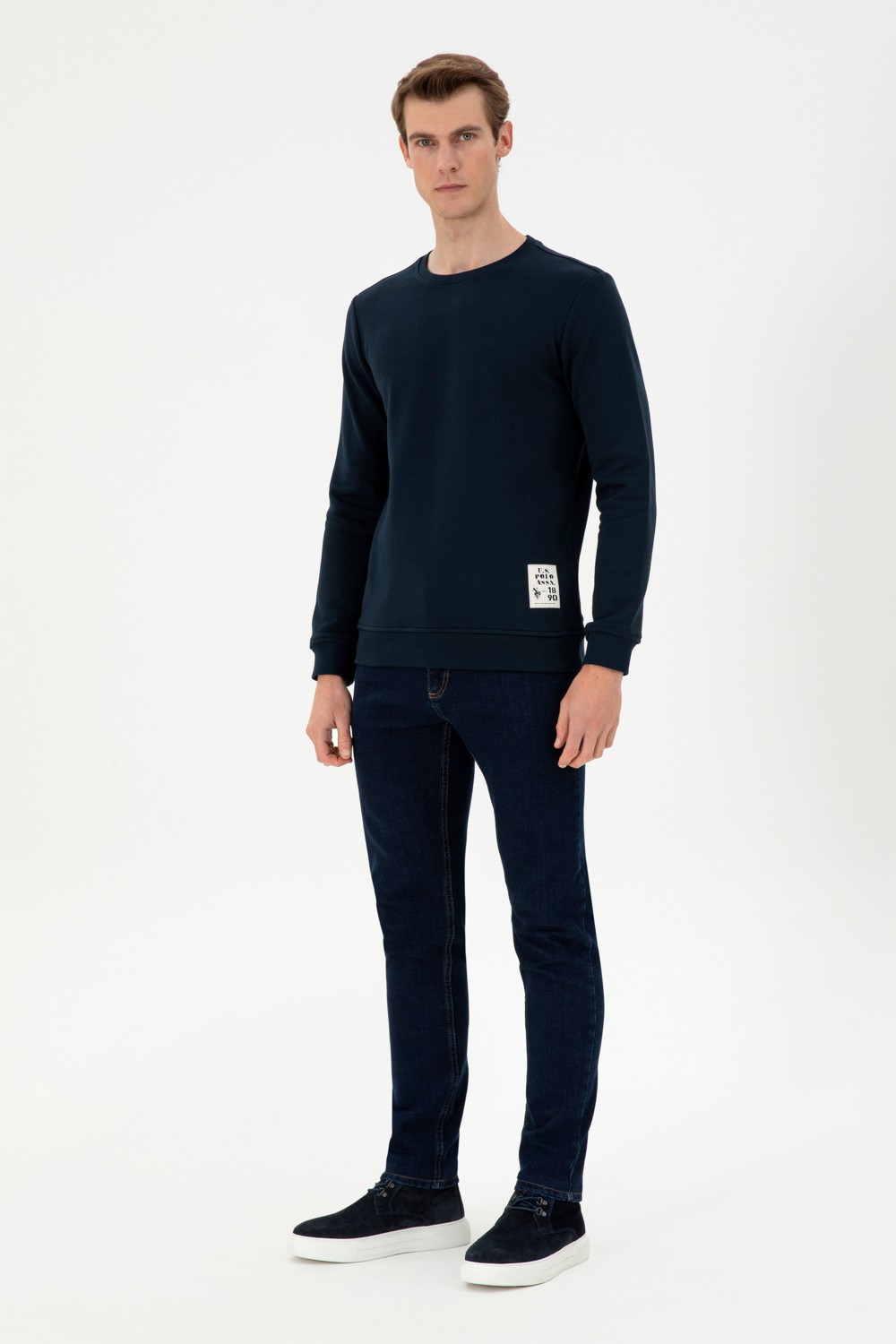 U.S. Polo Assn. Erkek Regular Fit Bisiklet Yaka Siyah Sweatshirt 50293471-VR046 görsel 4
