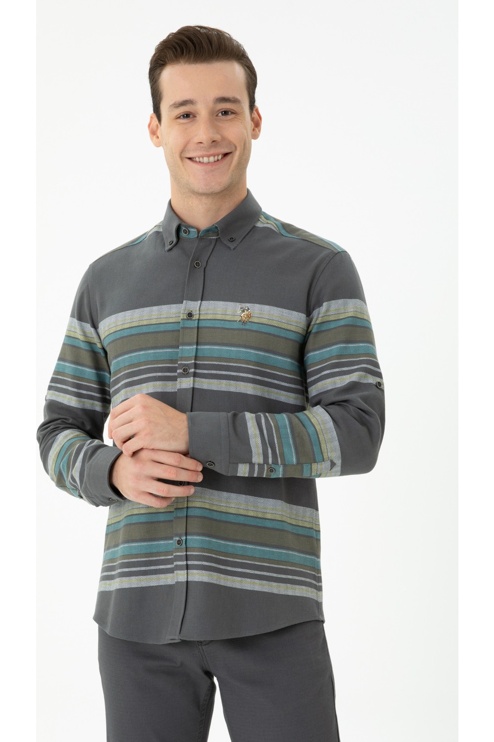 U.S. Polo Assn. Erkek Taş Gömlek Desenli 50272374-VR049 görsel 3