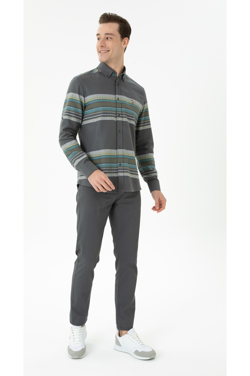 U.S. Polo Assn. Erkek Taş Gömlek Desenli 50272374-VR049 görsel 4