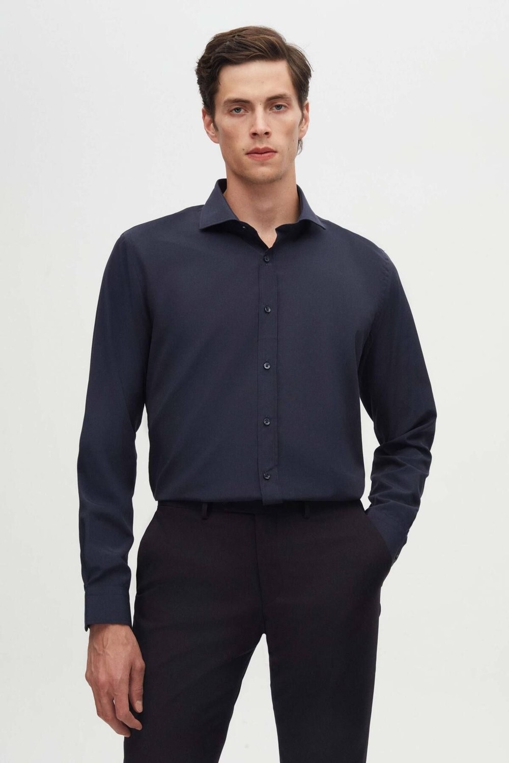 D'S Damat Slim Fit Beyaz Italyan Yaka Dar Kesim Klasik Kravatlık Uzun Kollu Kolay Ütülenebilir Nefes 2HF02ORT4185
