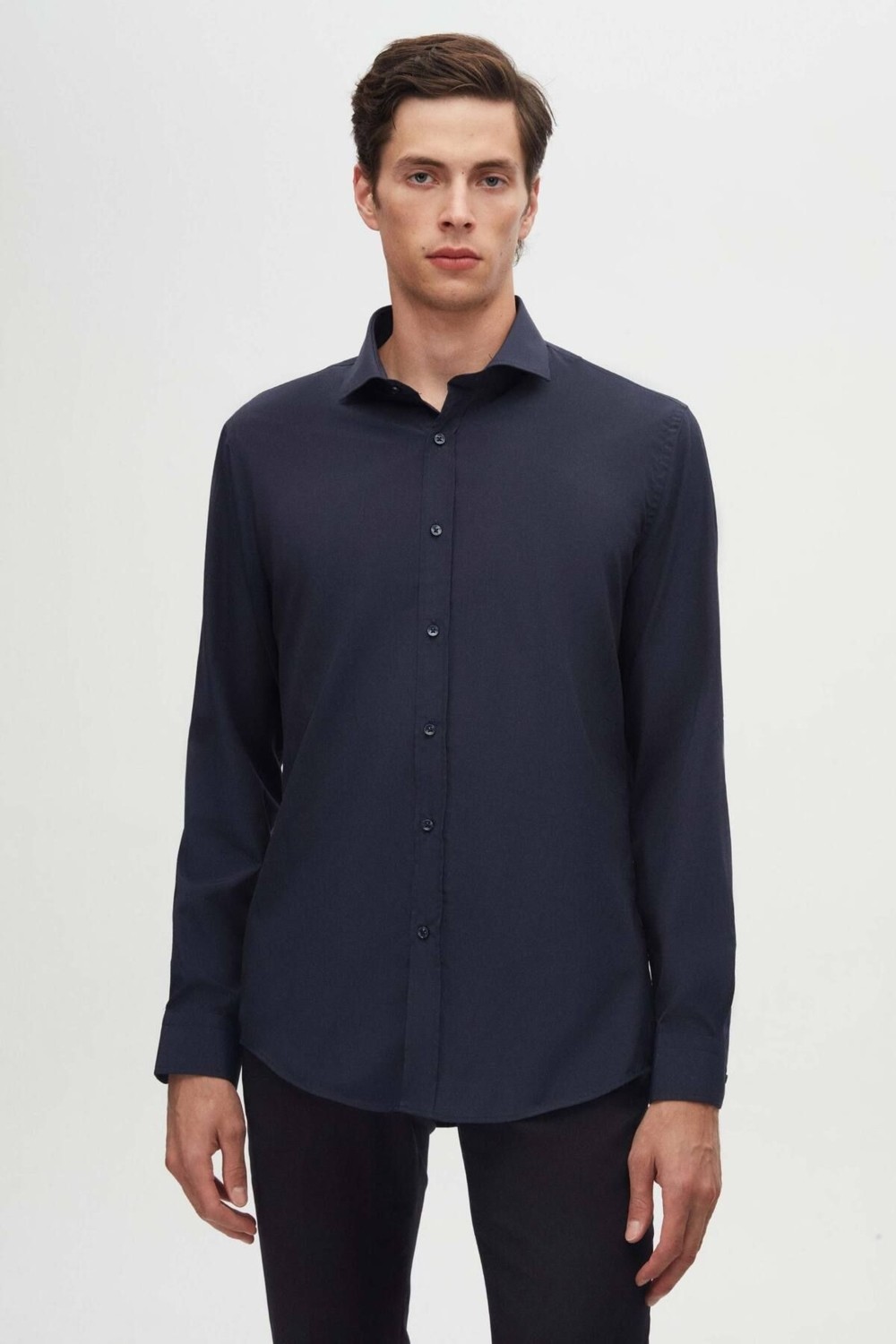 D'S Damat Slim Fit Beyaz Italyan Yaka Dar Kesim Klasik Kravatlık Uzun Kollu Kolay Ütülenebilir Nefes 2HF02ORT4185 görsel 2