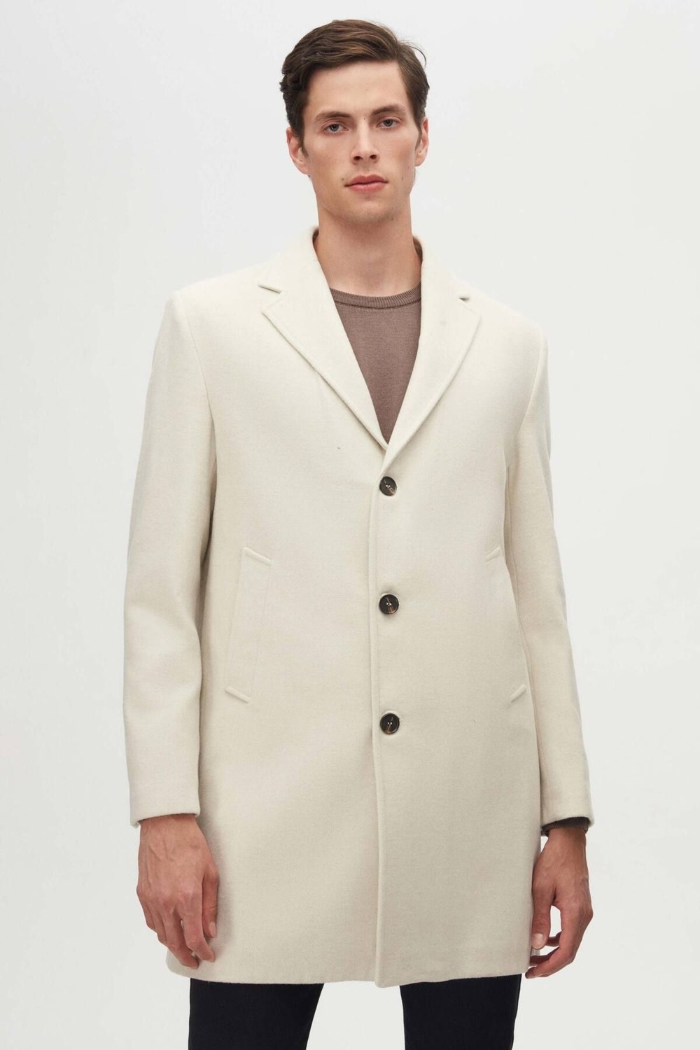 D'S Damat Erkek Siyah Kaşe Kaban, %30 Yün %70 Akrilik, Regular Fit, Mono Yaka, Düz Desen, Kışlık Şık Model 5HF08ORT10000